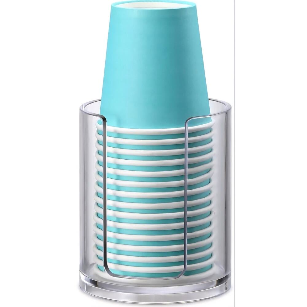 Bathroom Cup Dispenser • Clear Plastic Holder for 3oz Cups • Counter Organizer